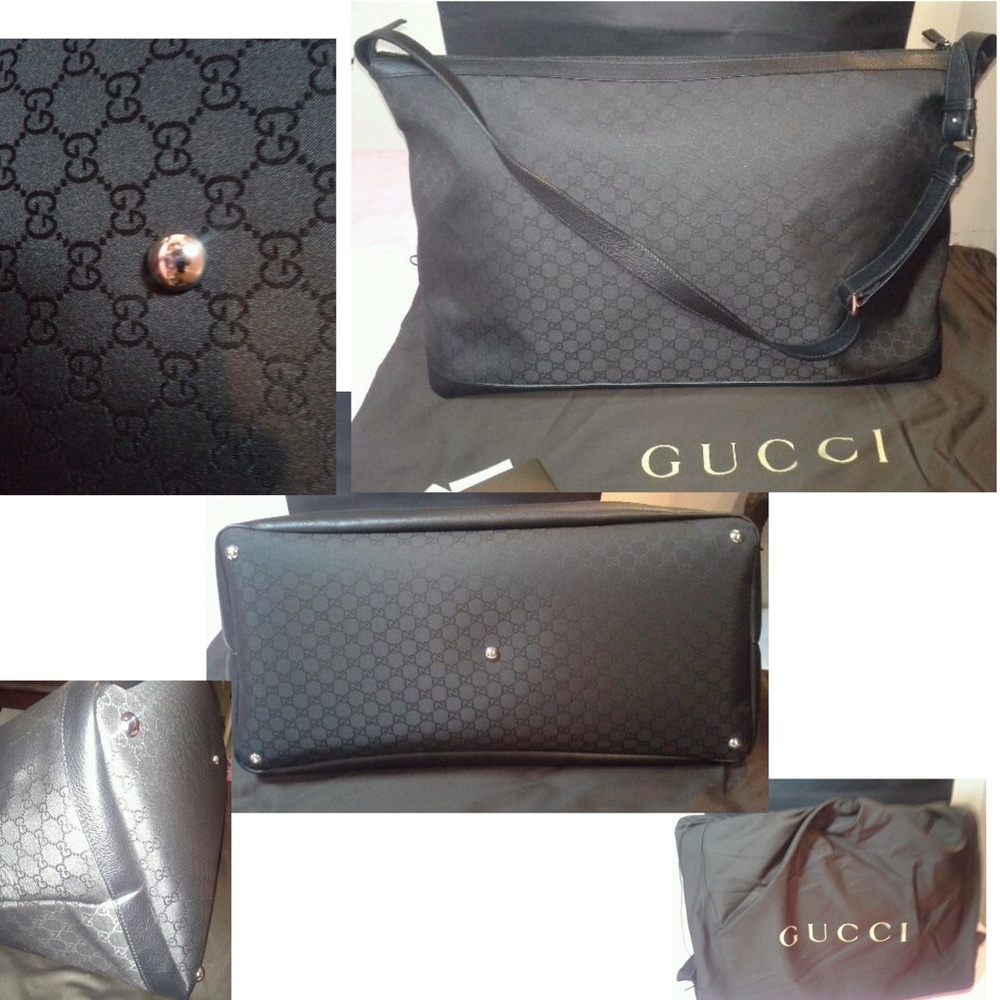 Gucci Black GG Luggage Carry On Weekender Bag